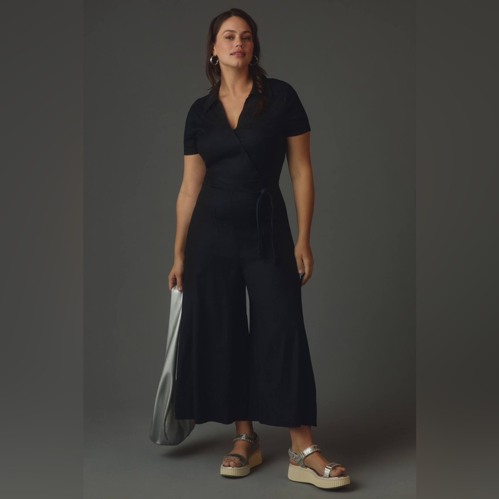 The Colette Linen Blend Wrap Jumpsuit by Maeve